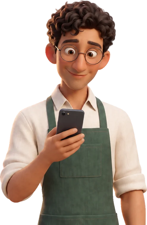 Mise scanning a cookbook with his phone